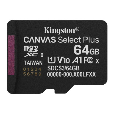 Карта памяти Kingston microSD 64GB C10 UHS-I A1 V10 R100MB/s